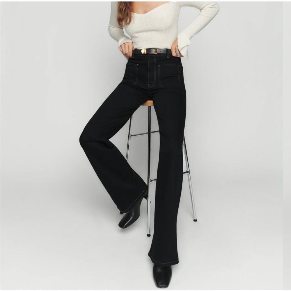 Reformation Alyssa High Rise Wide Leg Jeans in "Black" Size 25
